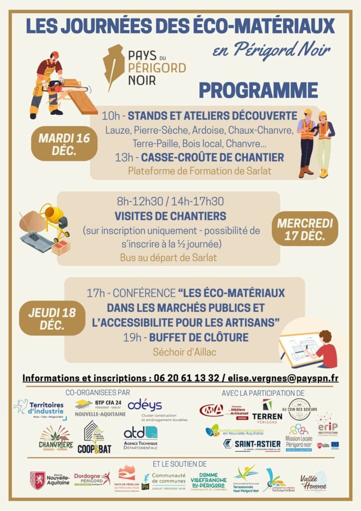 Programme des journées des éco-matériaux en Périgord Noir